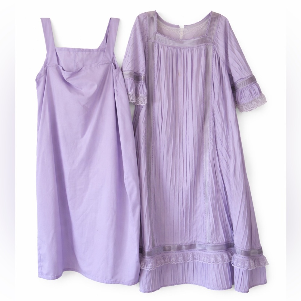Vintage house Dress with slip lavender prairie